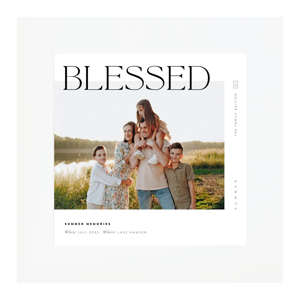 Cover Story Family 16” x 16” Framed Print with Mat - White