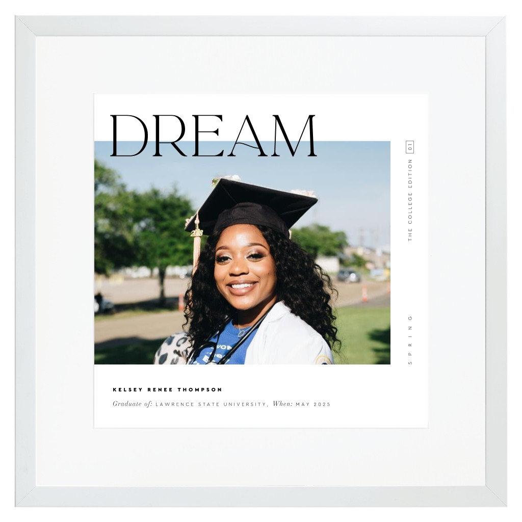 Cover Story Graduation 16” x 16” Framed Print with Mat - White