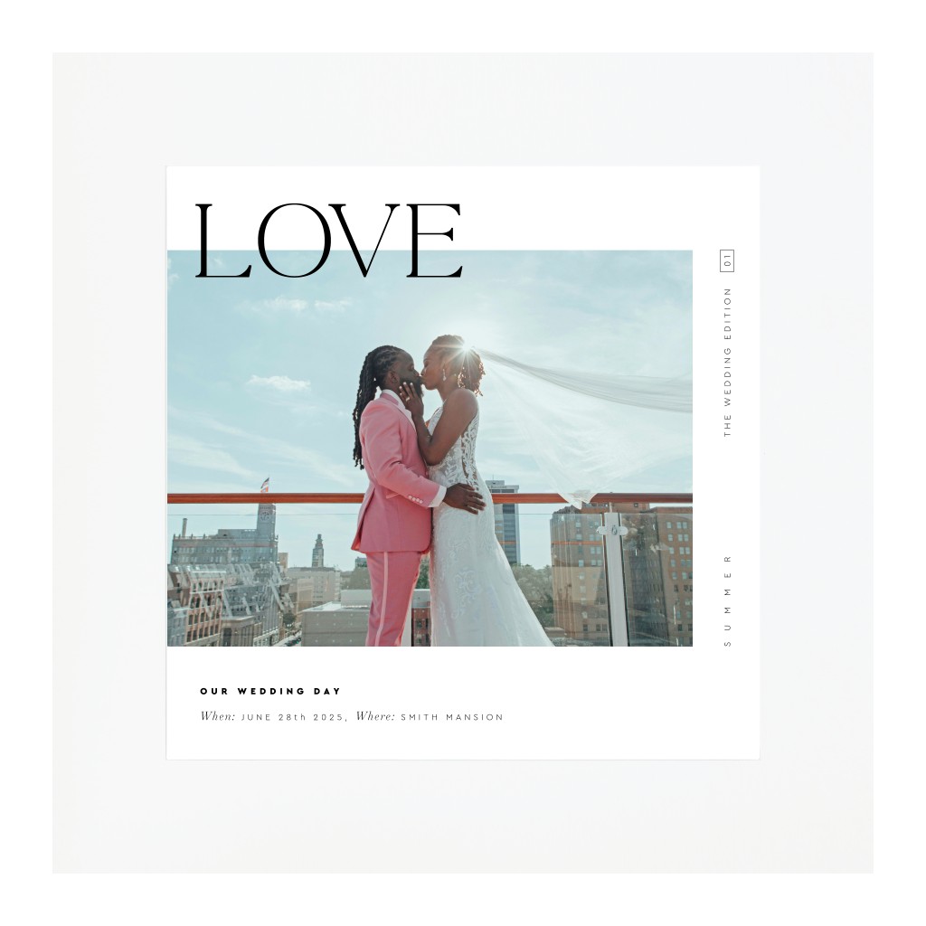 Cover Story Wedding 16” x 16” Framed Print with Mat - White