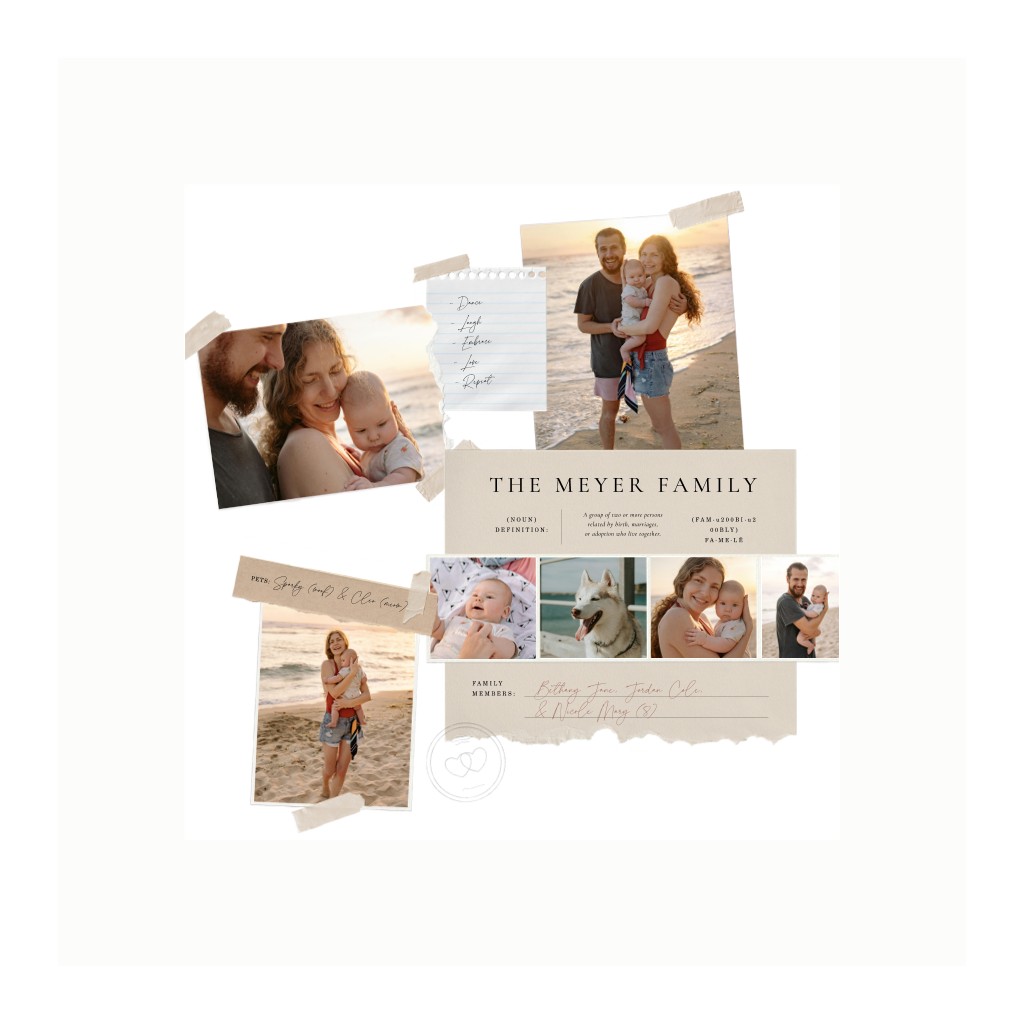 Keepsake Collage Family 16” x 16” Framed Print with Mat - White