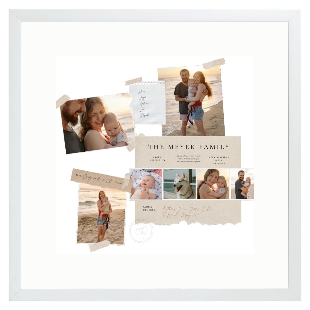 Keepsake Collage Family 16” x 16” Framed Print with Mat - White