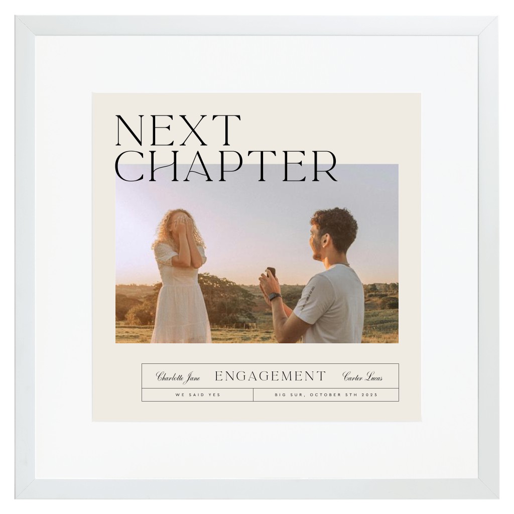 Life’s Chapters Engagement 16” x 16” Framed Print with Mat - White