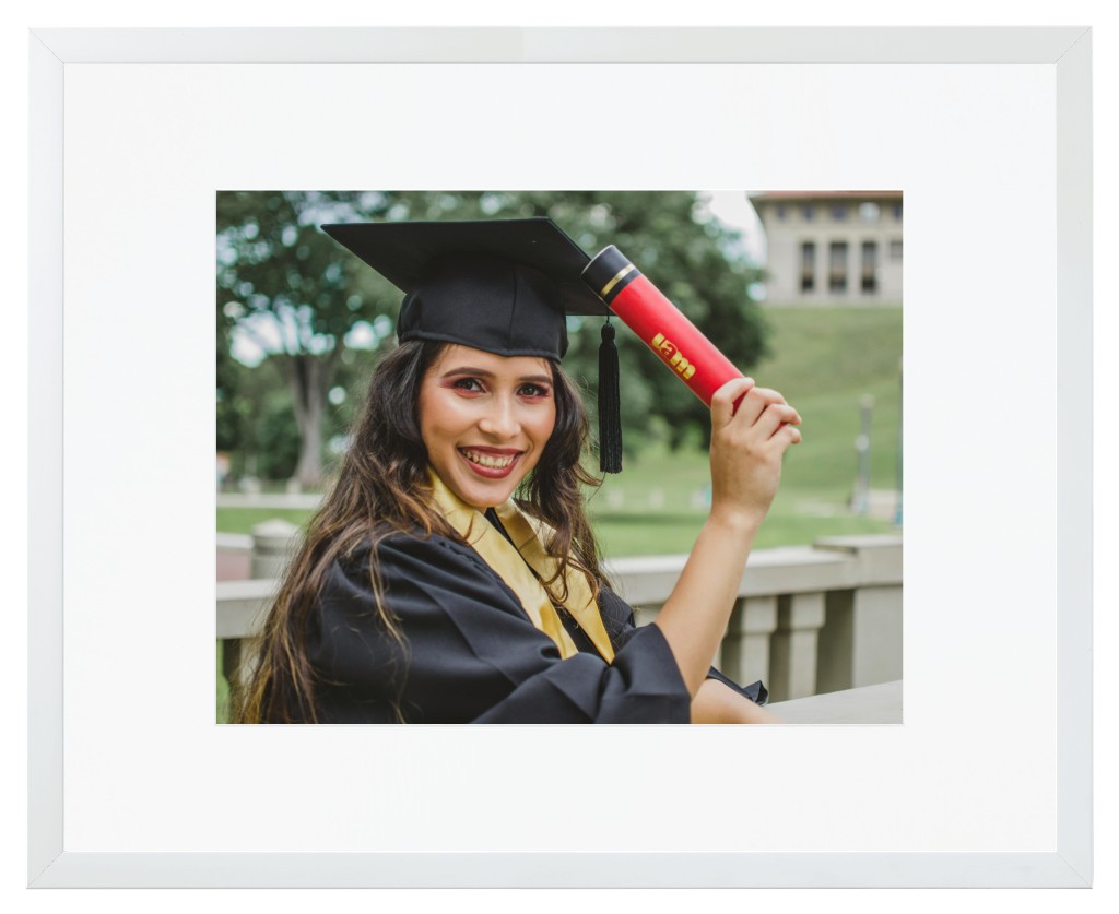Simply Photo: Graduation, 20” x 16” Framed Print with Mat - White