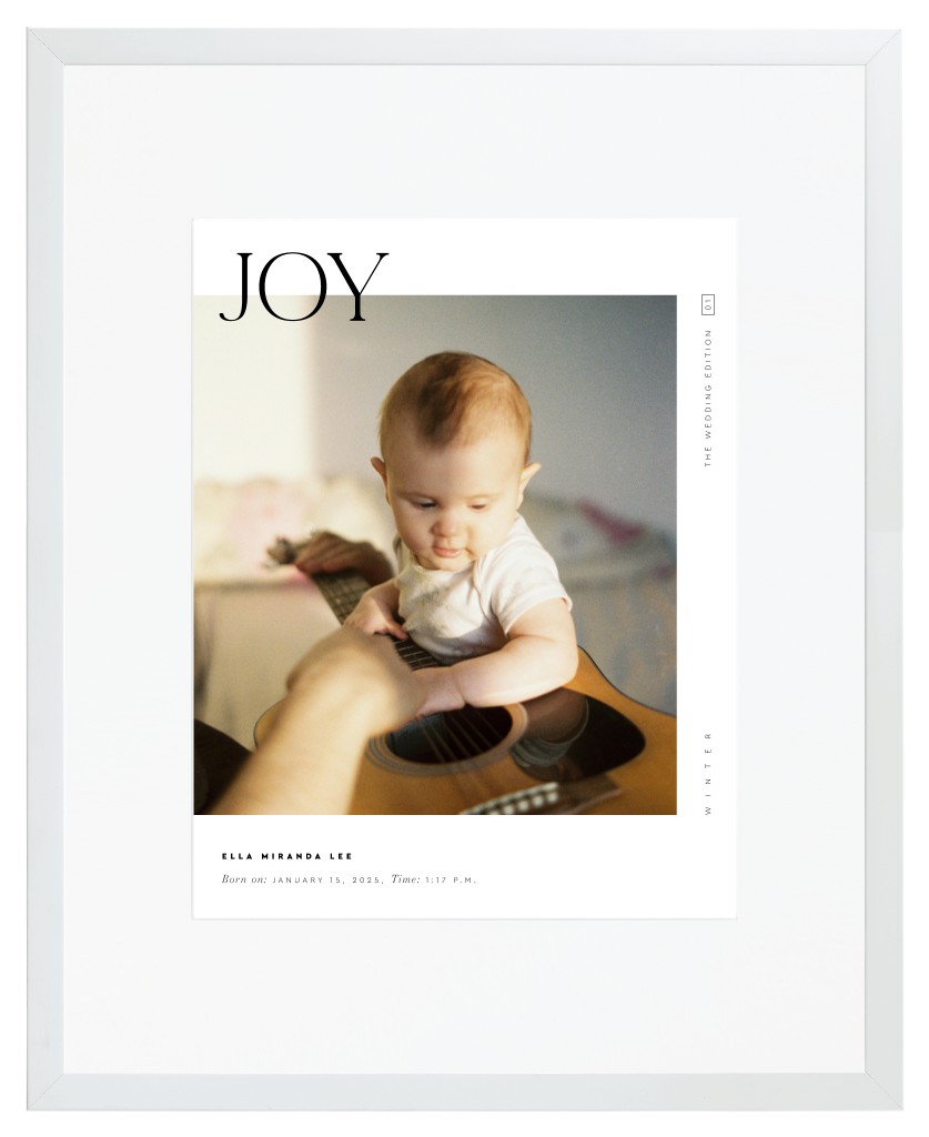 Cover Story Baby 16” x 20” Framed Print with Mat - White