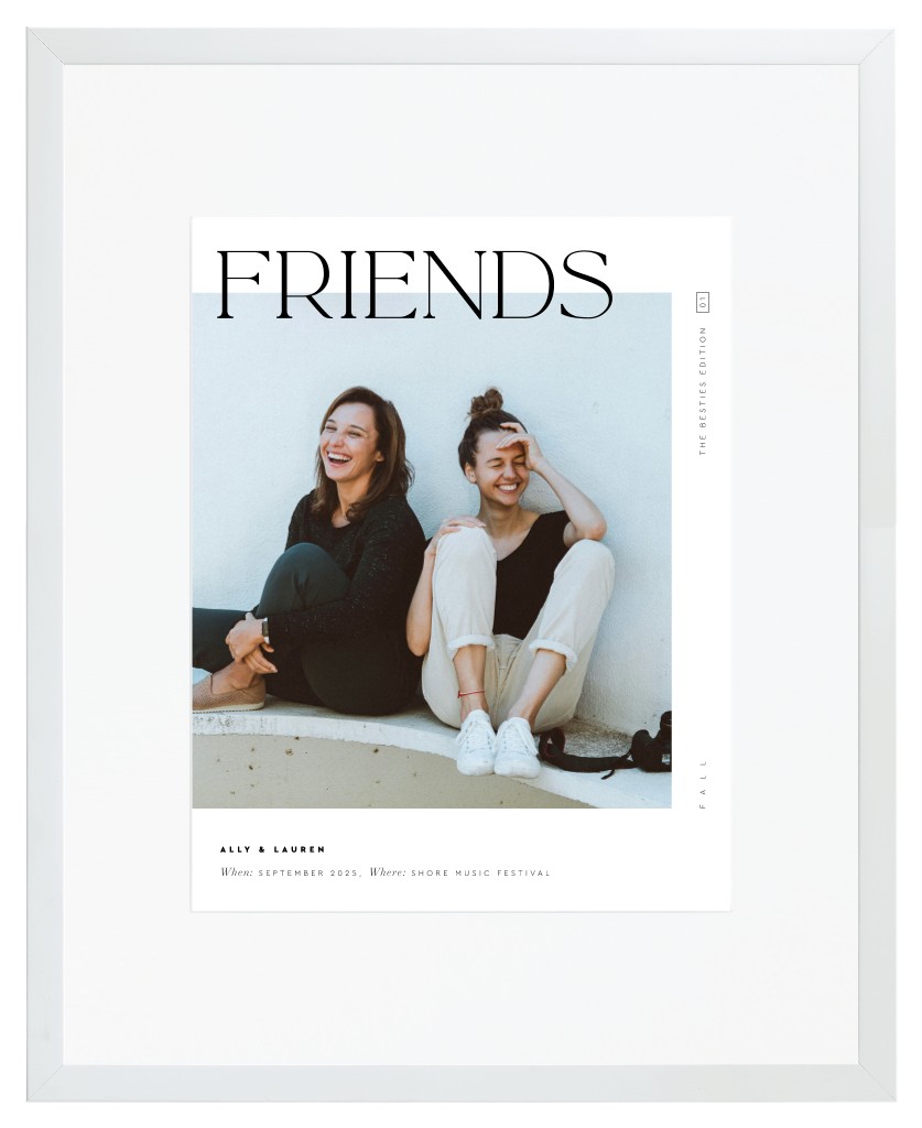 Cover Story Friends 16” x 20” Framed Print with Mat - White