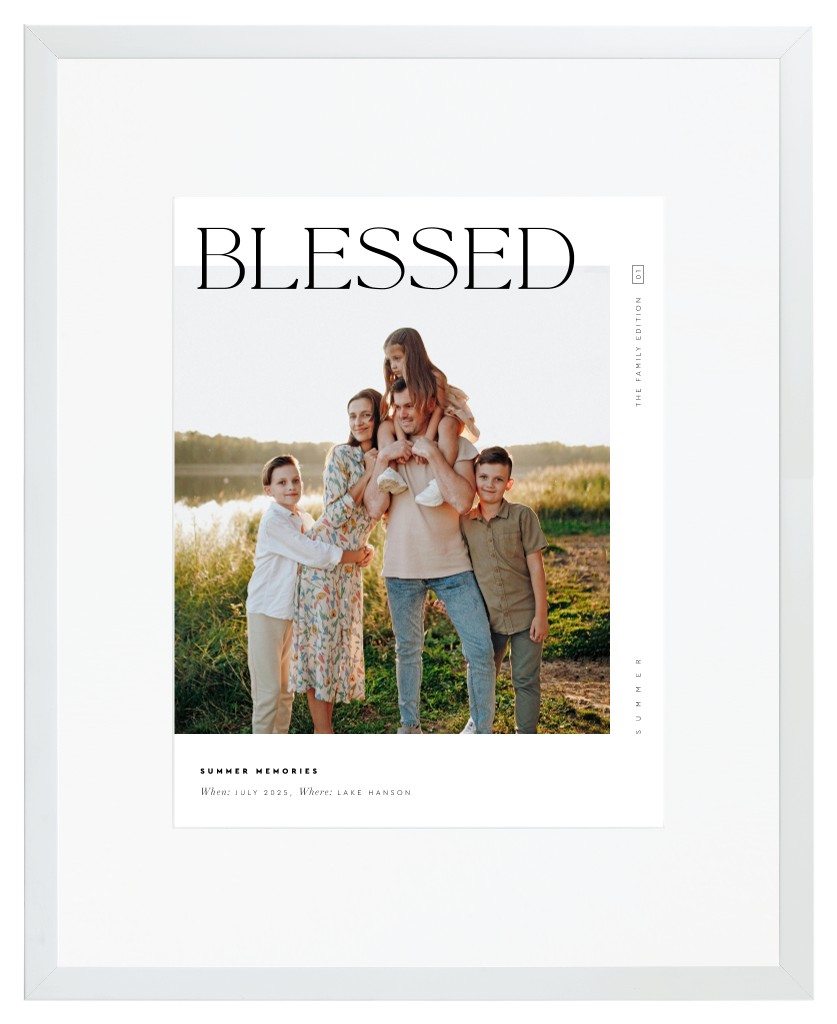 Cover Story Family 16” x 20” Framed Print with Mat - White