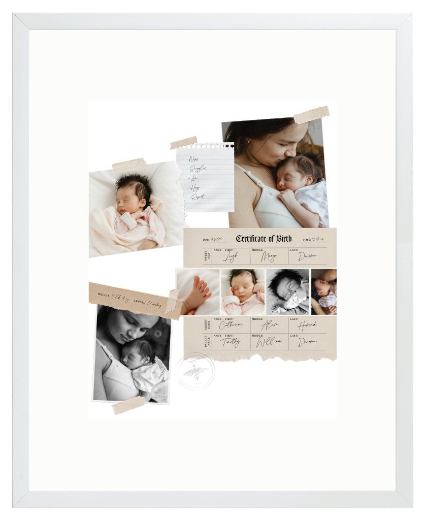 Keepsake Collage Baby 16” x 20” Framed Print with Mat - White