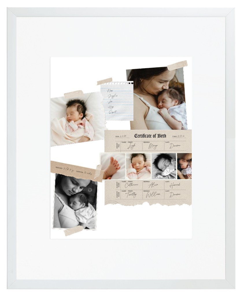 Keepsake Collage Baby 16” x 20” Framed Print with Mat - White