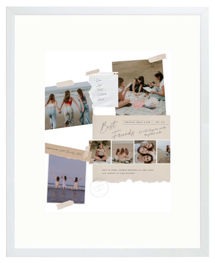 Keepsake Collage Friends 16” x 20” Framed Print with Mat - White