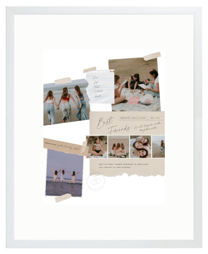 Keepsake Collage Friends 16” x 20” Framed Print with Mat - White