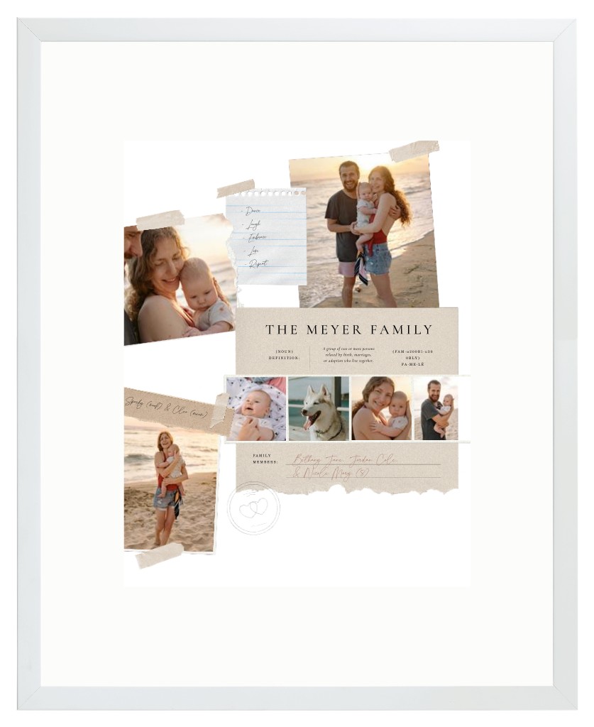 Keepsake Collage Family 16” x 20” Framed Print with Mat - White