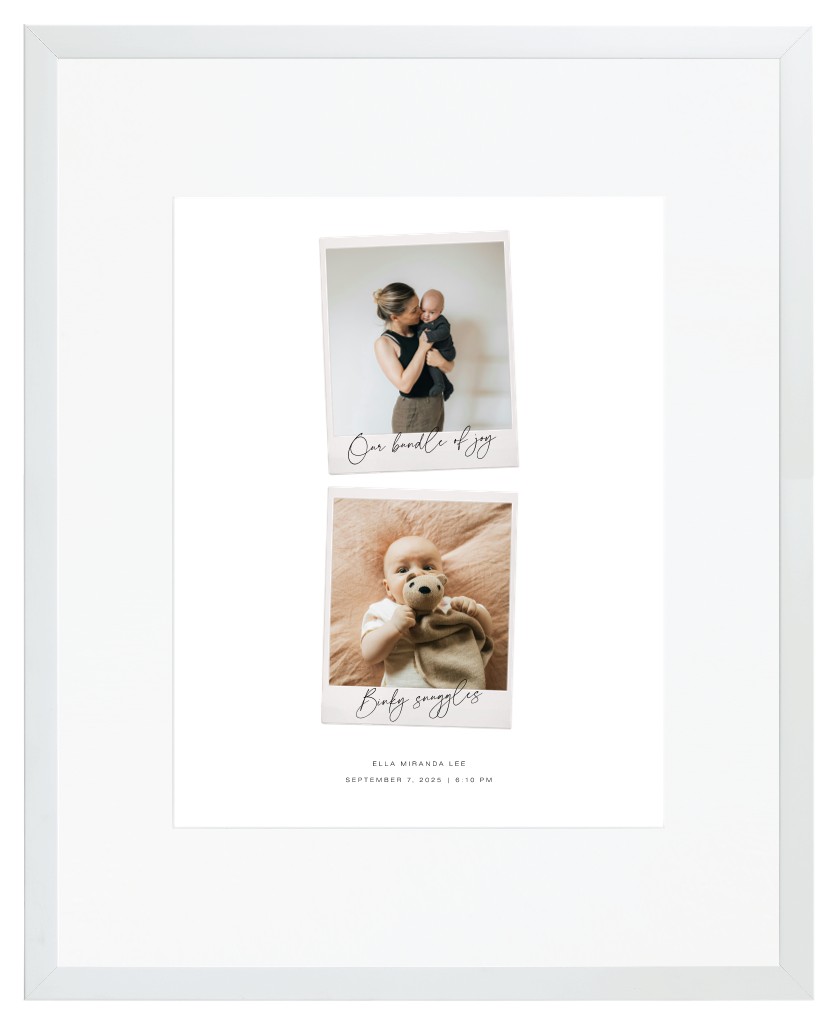 Instant Moments Baby 16” x 20” Framed Print with Mat - White