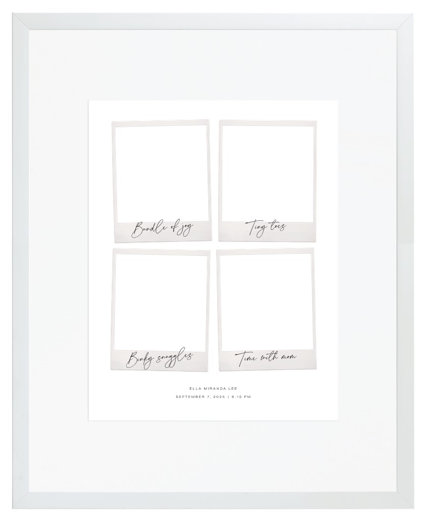 Instant Moments Baby 16” x 20” Framed Print with Mat - White