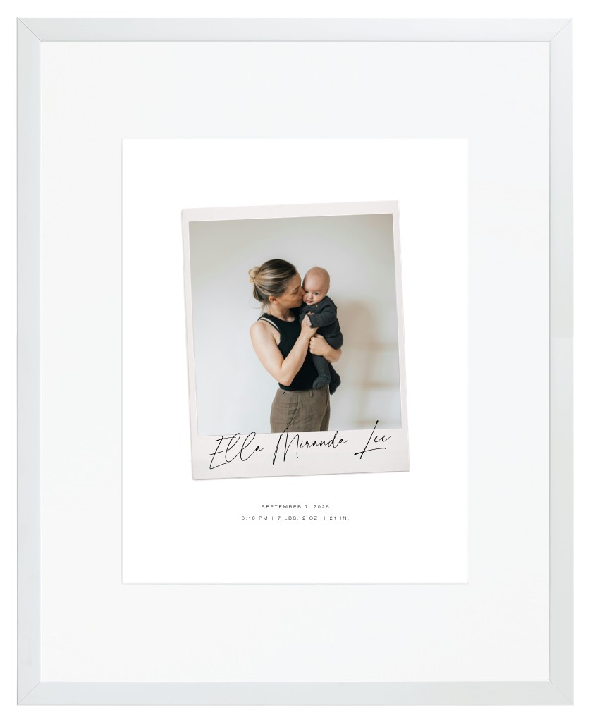 Instant Moments Baby 16” x 20” Framed Print with Mat - White