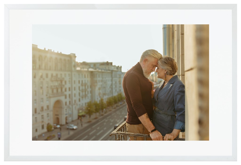 Simply Photo: Parents, 30” x 20” Framed Print with Mat - White