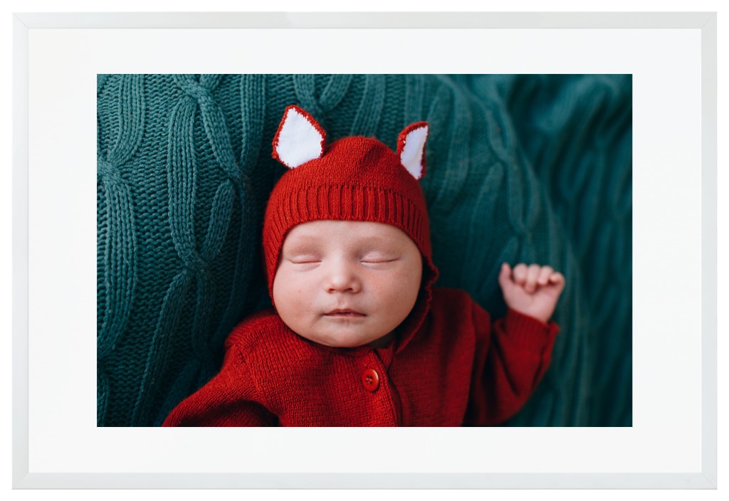 Simply Photo: Baby, 30” x 20” Framed Print with Mat - White