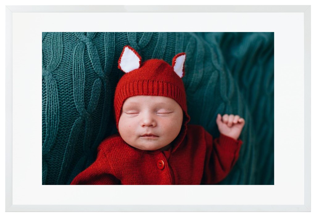 Simply Photo: Baby, 30” x 20” Framed Print with Mat - White