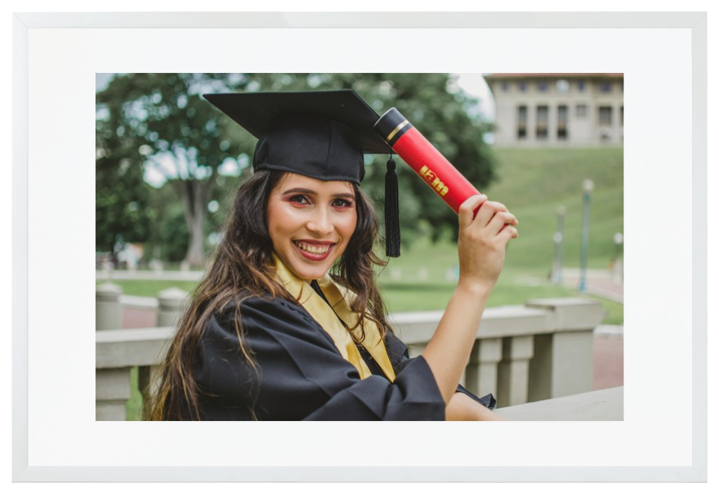 Simply Photo: Graduation, 30” x 20” Framed Print with Mat - White