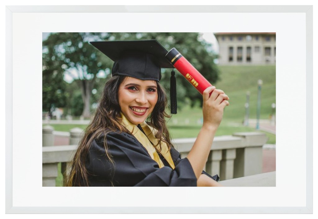 Simply Photo: Graduation, 30” x 20” Framed Print with Mat - White