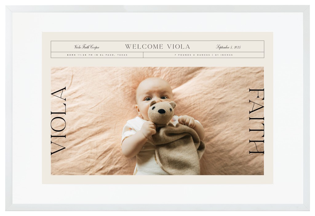 Life’s Chapters Baby 30” x 20” Framed Print with Mat - White
