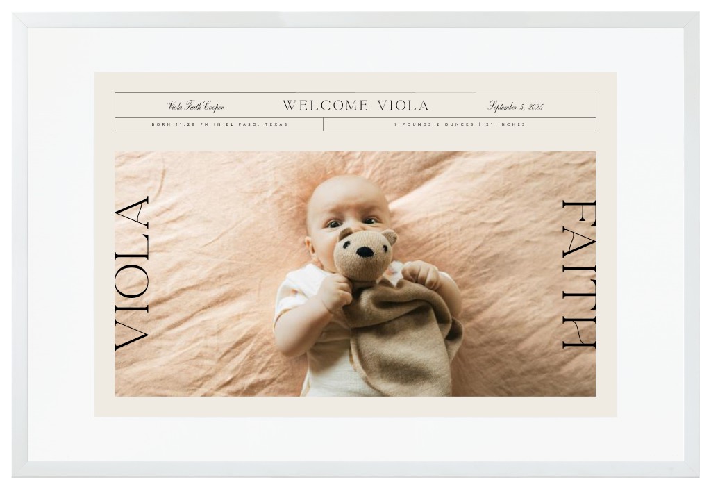 Life’s Chapters Baby 30” x 20” Framed Print with Mat - White