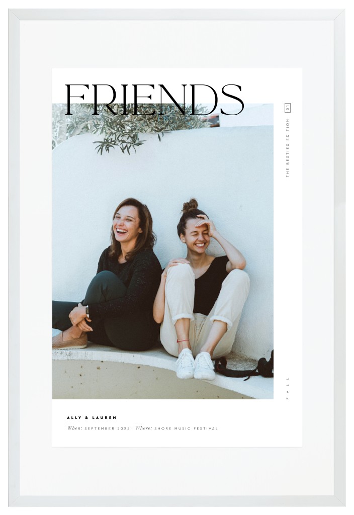 Cover Story Friends 20” x 30” Framed Print with Mat - White