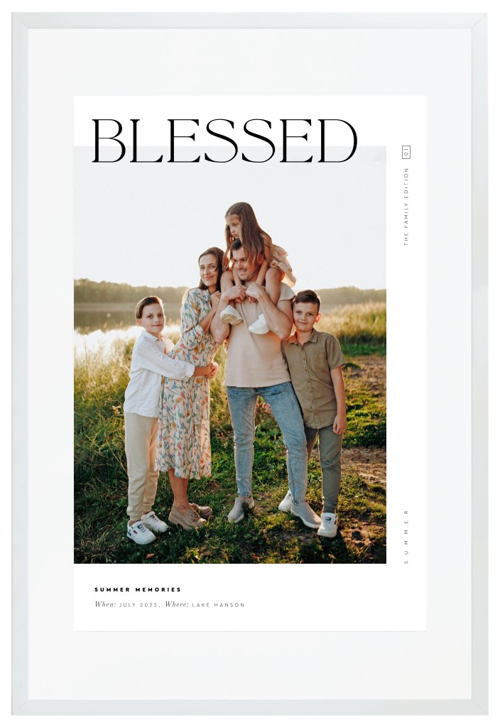 Cover Story Family 20” x 30” Framed Print with Mat - White