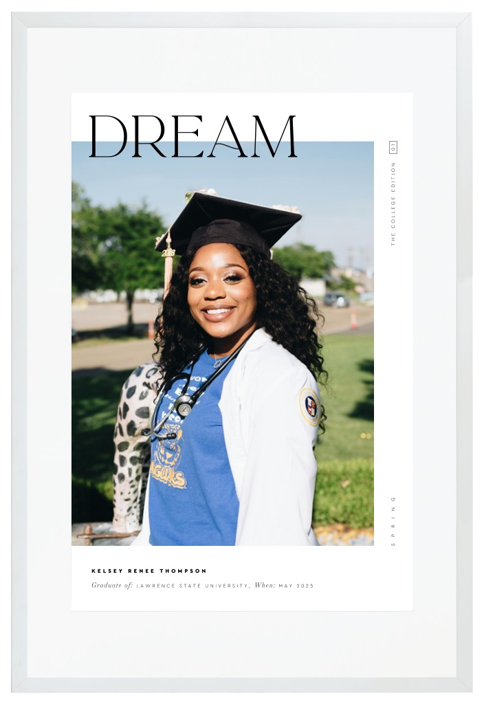 Cover Story Graduation 20” x 30” Framed Print with Mat - White