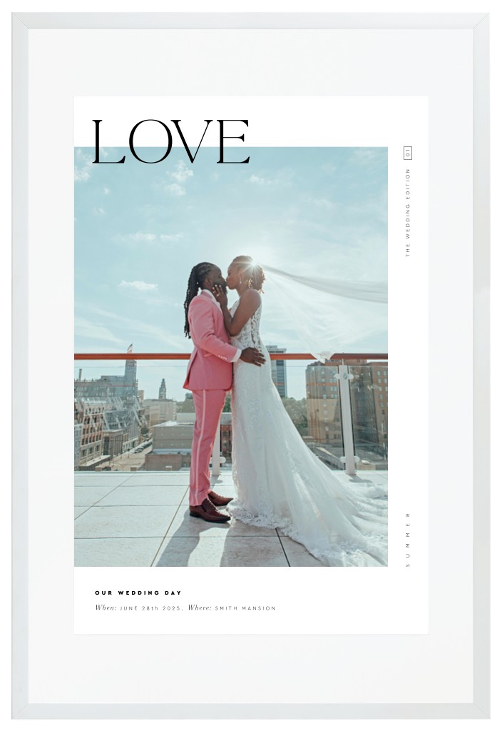 Cover Story Wedding 20” x 30” Framed Print with Mat - White