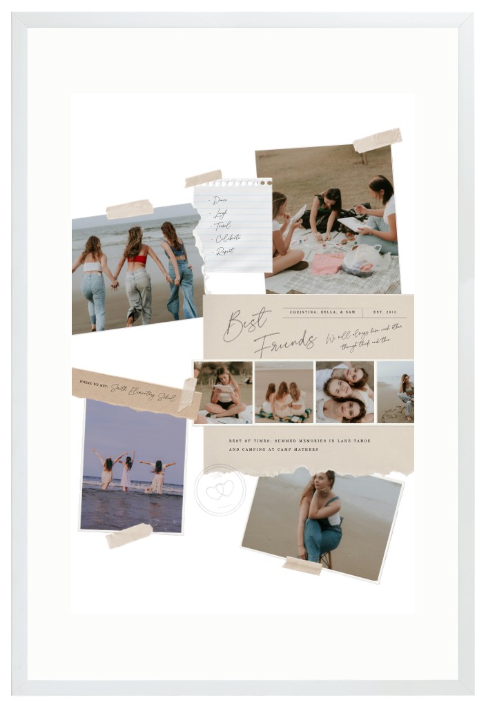 Keepsake Collage Friends 20” x 30” Framed Print with Mat - White