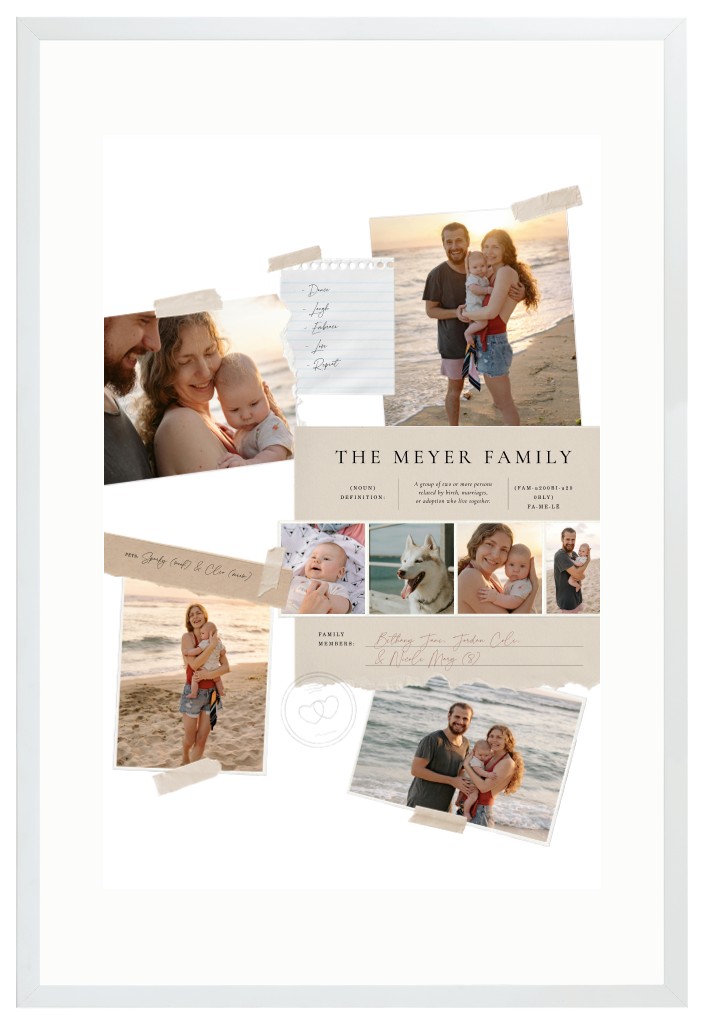 Keepsake Collage Family 20” x 30” Framed Print with Mat - White