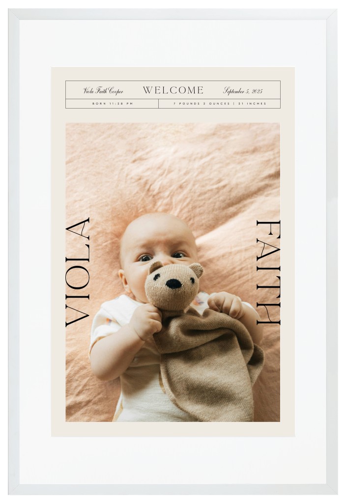 Life’s Chapters Baby 20” x 30” Framed Print with Mat - White