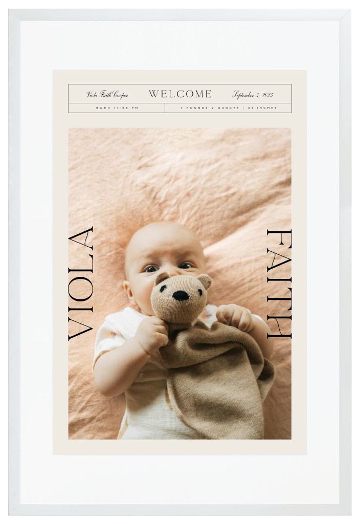 Life’s Chapters Baby 20” x 30” Framed Print with Mat - White