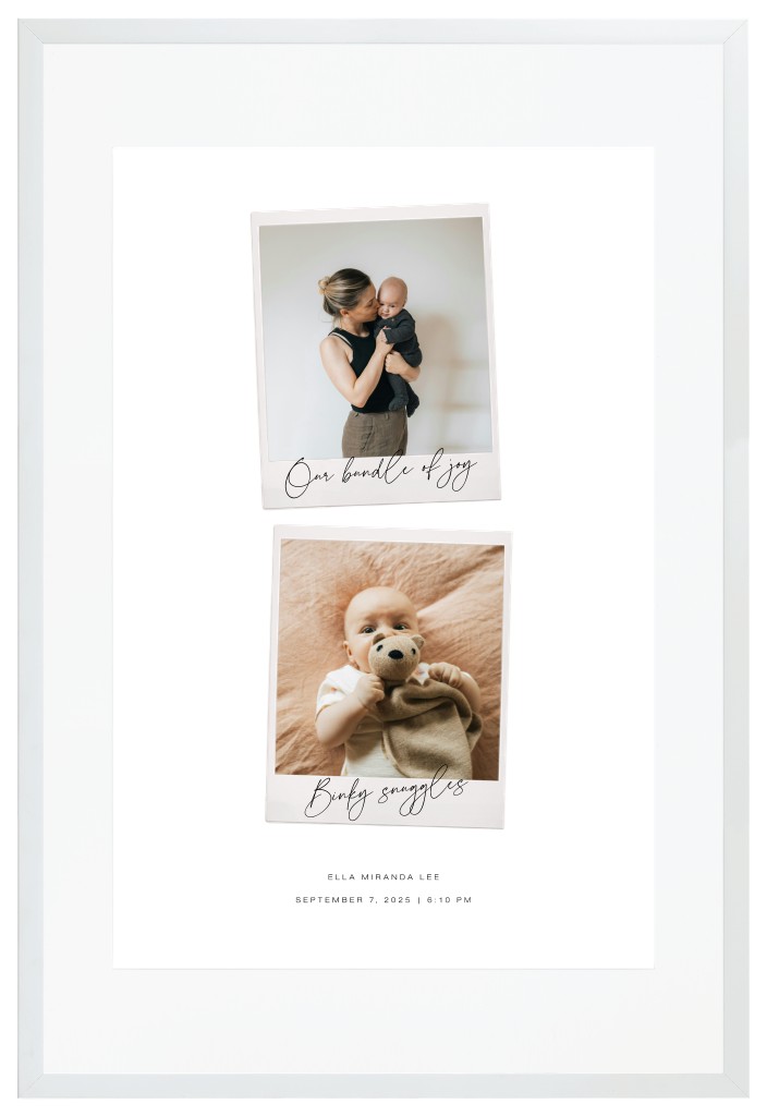 Instant Moments Baby 20” x 30” Framed Print with Mat - White