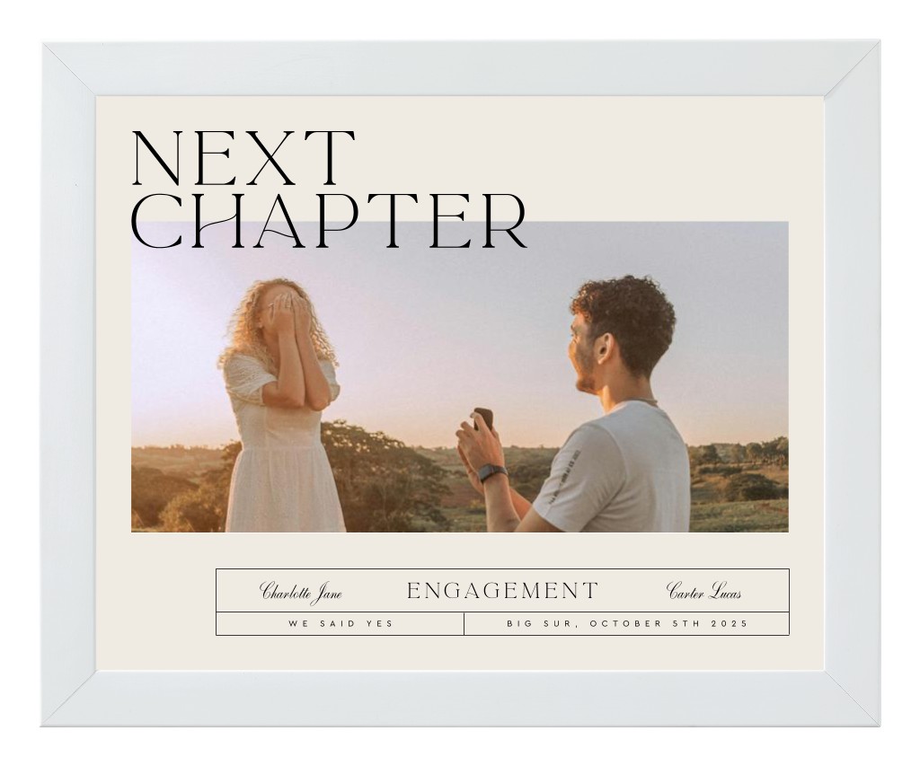 Life’s Chapters Engagement 10” x 8” Framed Print - White
