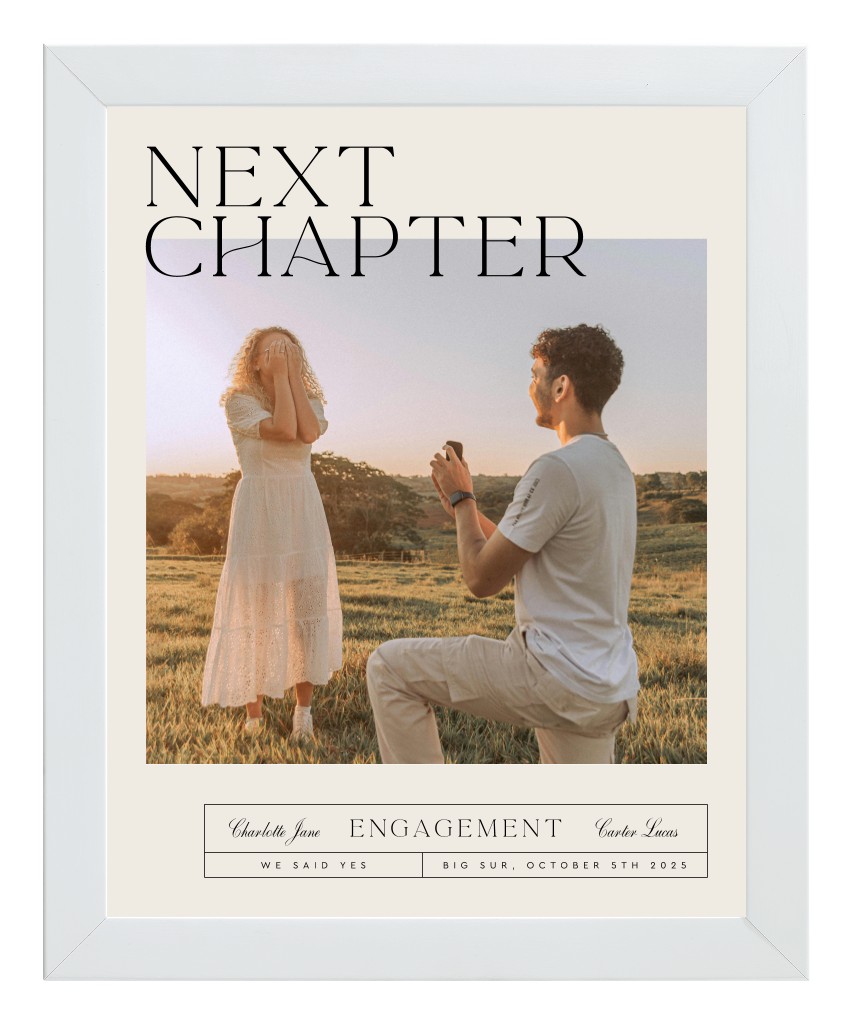 Life’s Chapters Engagement 8” x 10” Framed Print - White