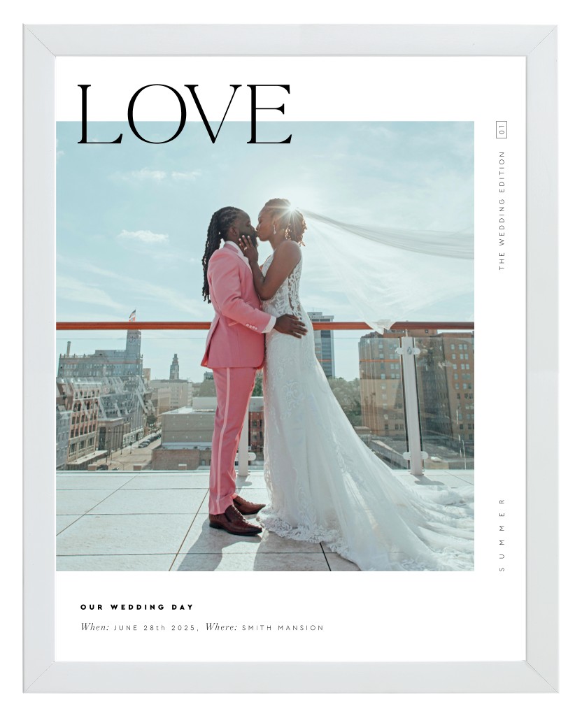 Cover Story Wedding 11” x 14” Framed Print - White