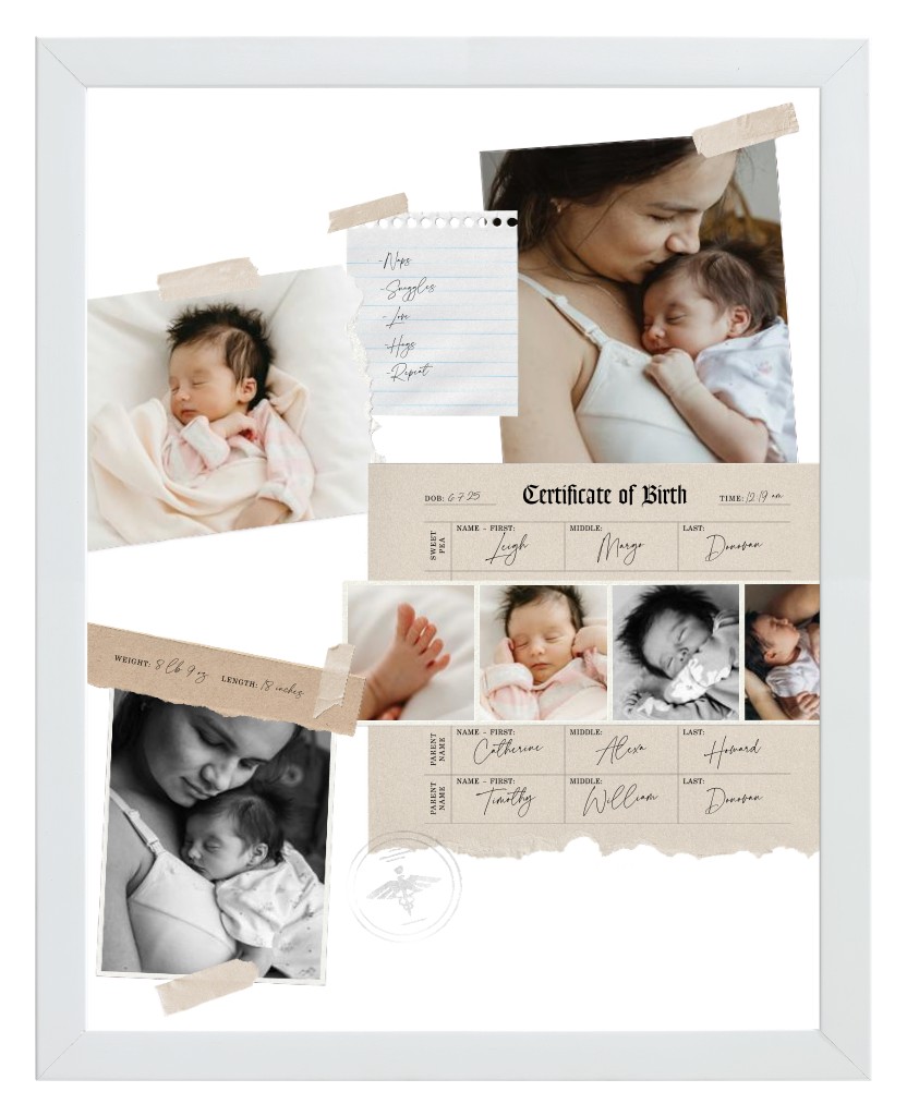 Keepsake Collage Baby 11” x 14” Framed Print - White