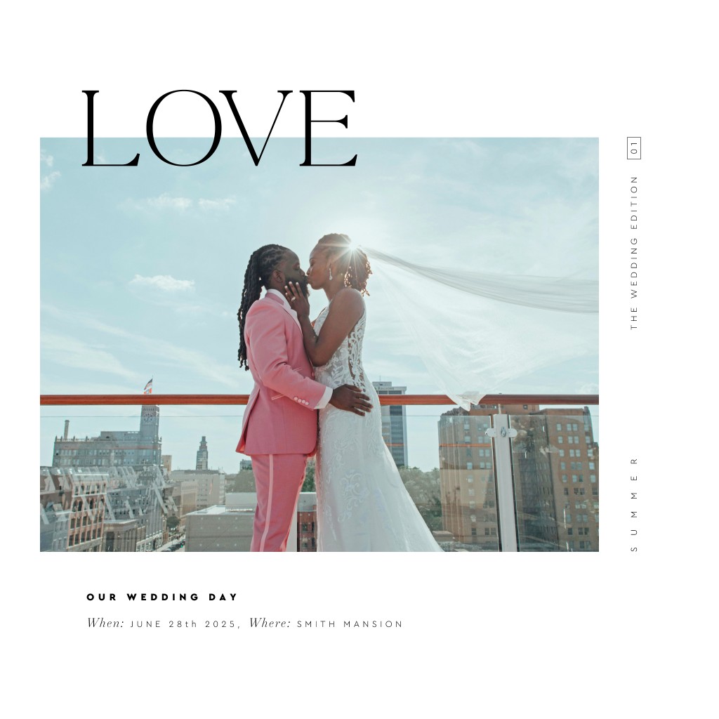 Cover Story Wedding 16” x 16” Framed Print - White