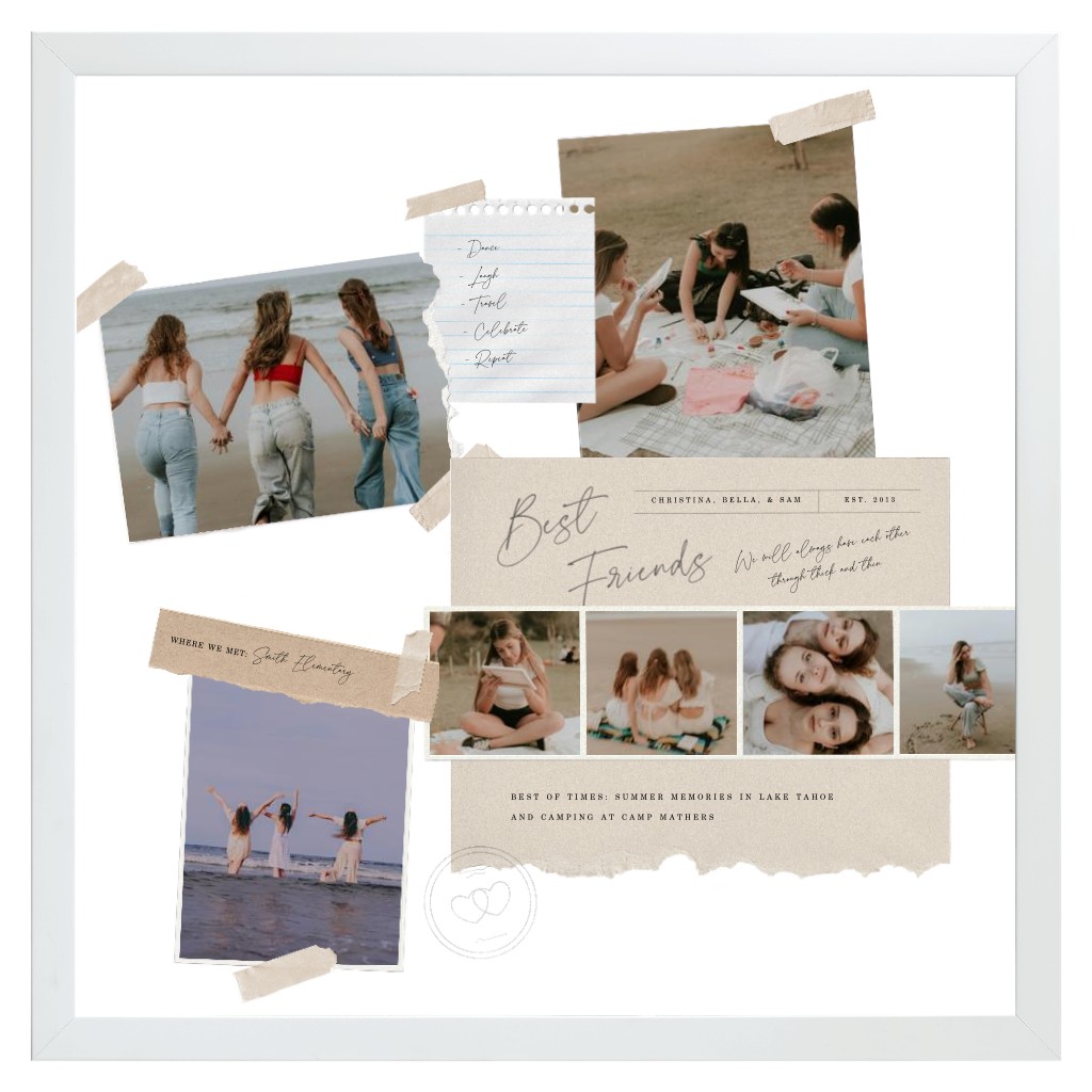 Keepsake Collage Friends 16” x 16” Framed Print - White