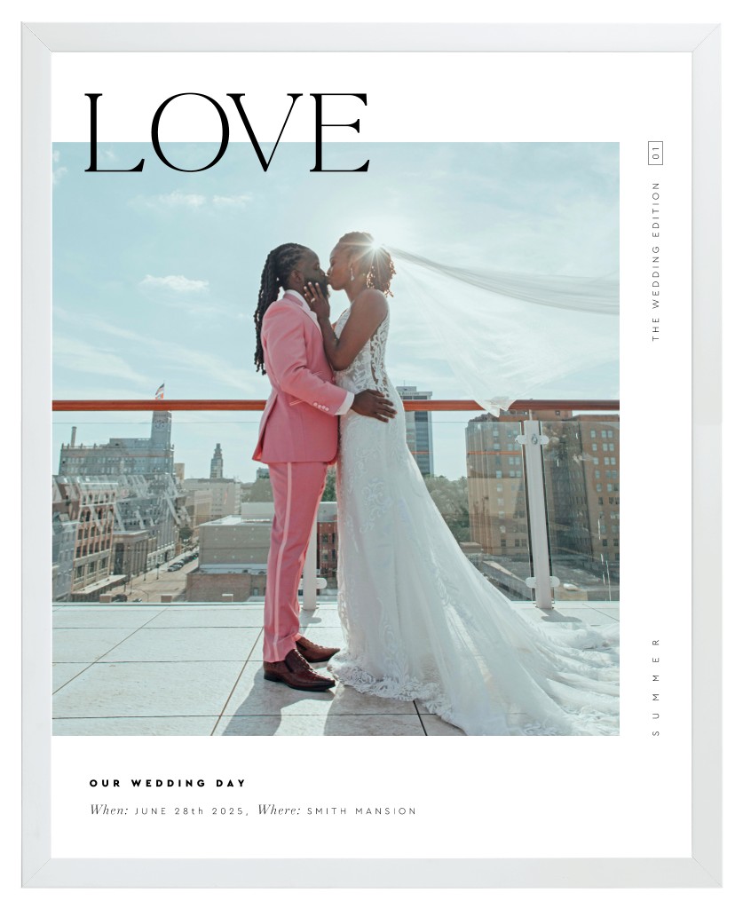 Cover Story Wedding 16” x 20” Framed Print - White