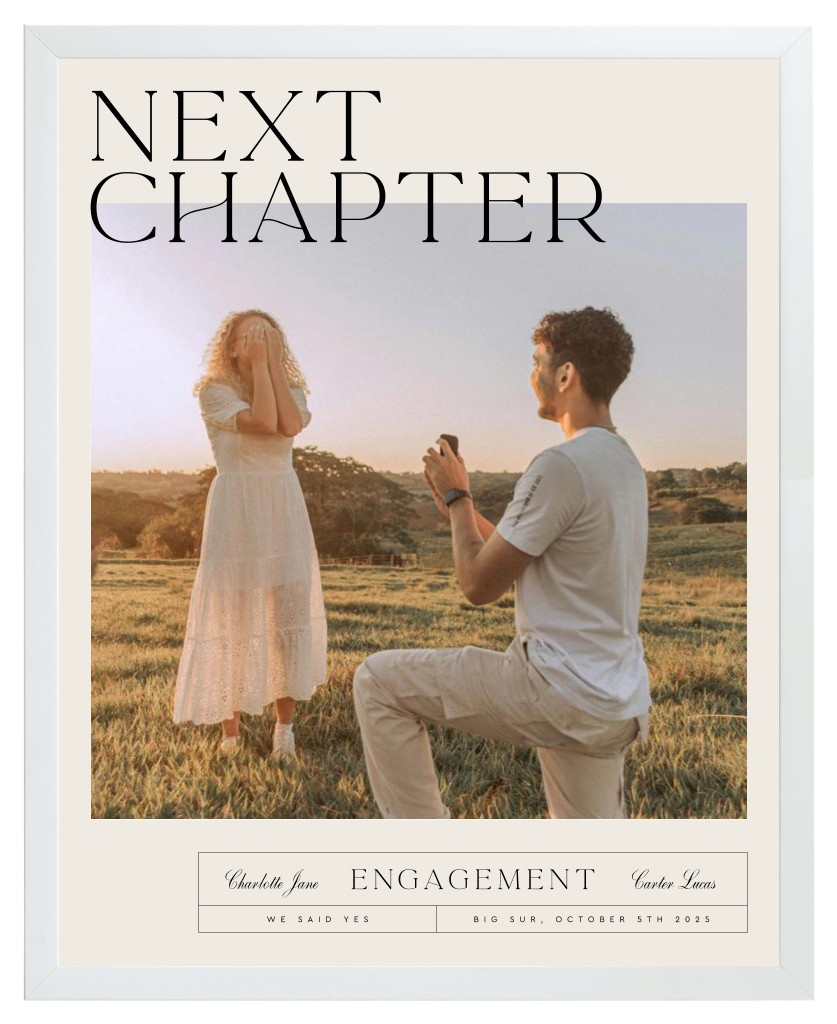 Life’s Chapters Engagement 16” x 20” Framed Print - White