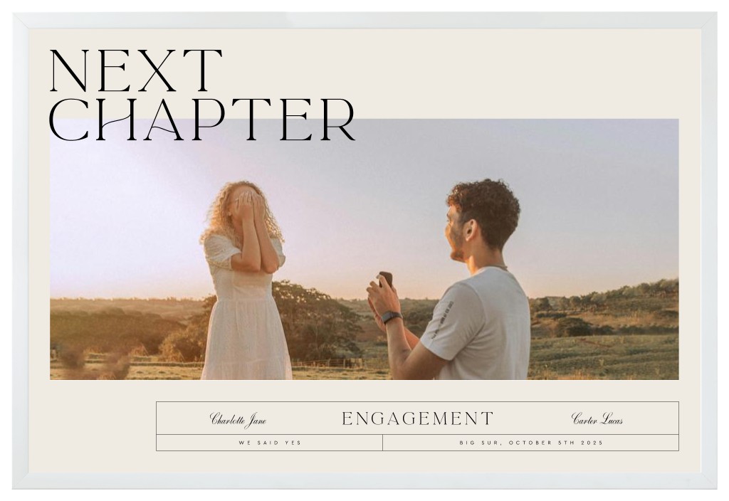 Life’s Chapters Engagement 30” x 20” Framed Print - White