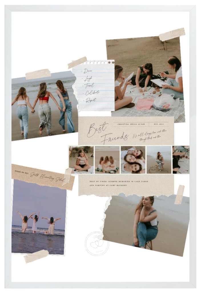 Keepsake Collage Friends 20” x 30” Framed Print - White