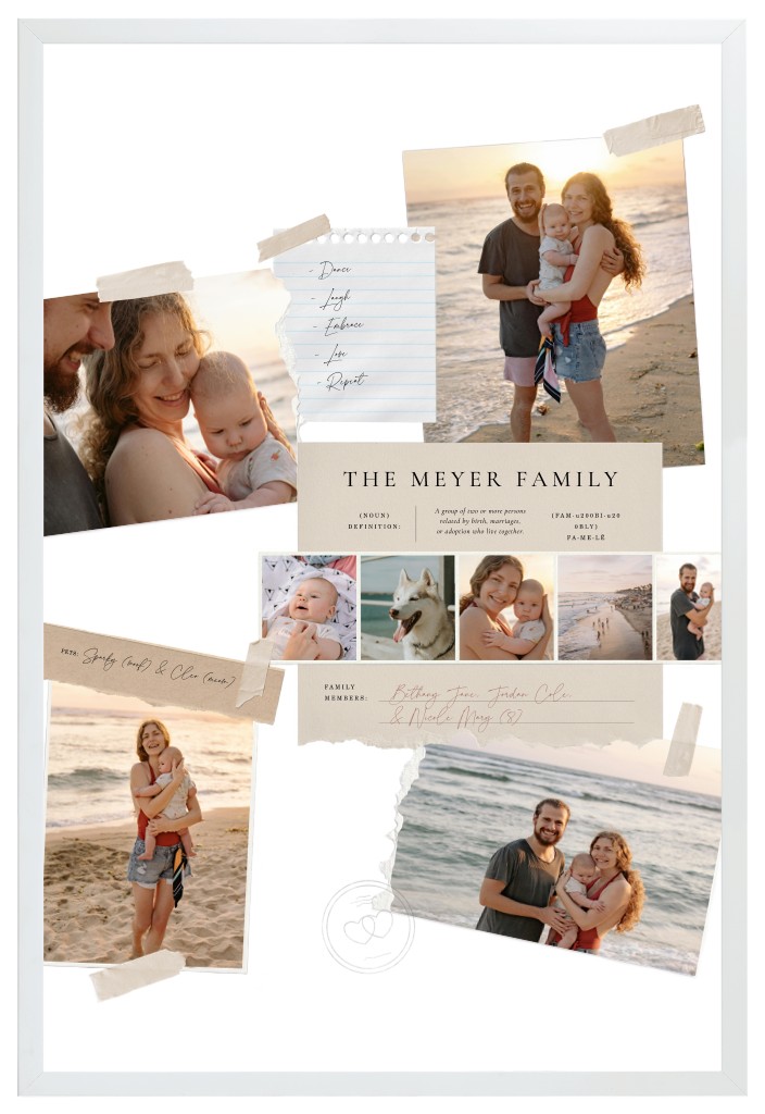 Keepsake Collage Family 20” x 30” Framed Print - White