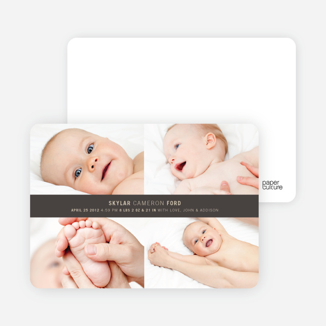 4 Photo Birth Announcements - Graphite