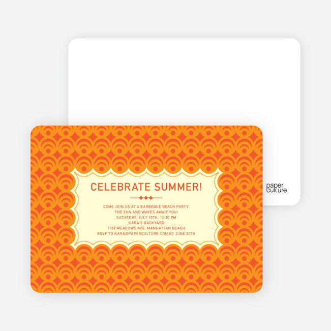 Bright and Bold Summer Celebration Invitations - Persimmon