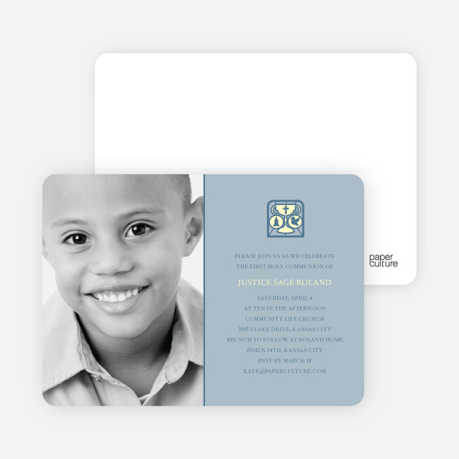 Chalice and Child First Holy Communion Invitations - Powder Blue