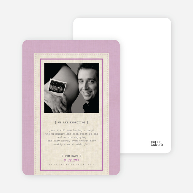 Fabric Frame Pregnancy Announcements - Lavender