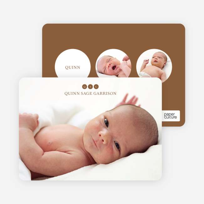 Freshly Minted: Monogram Birth Announcements - Mocha